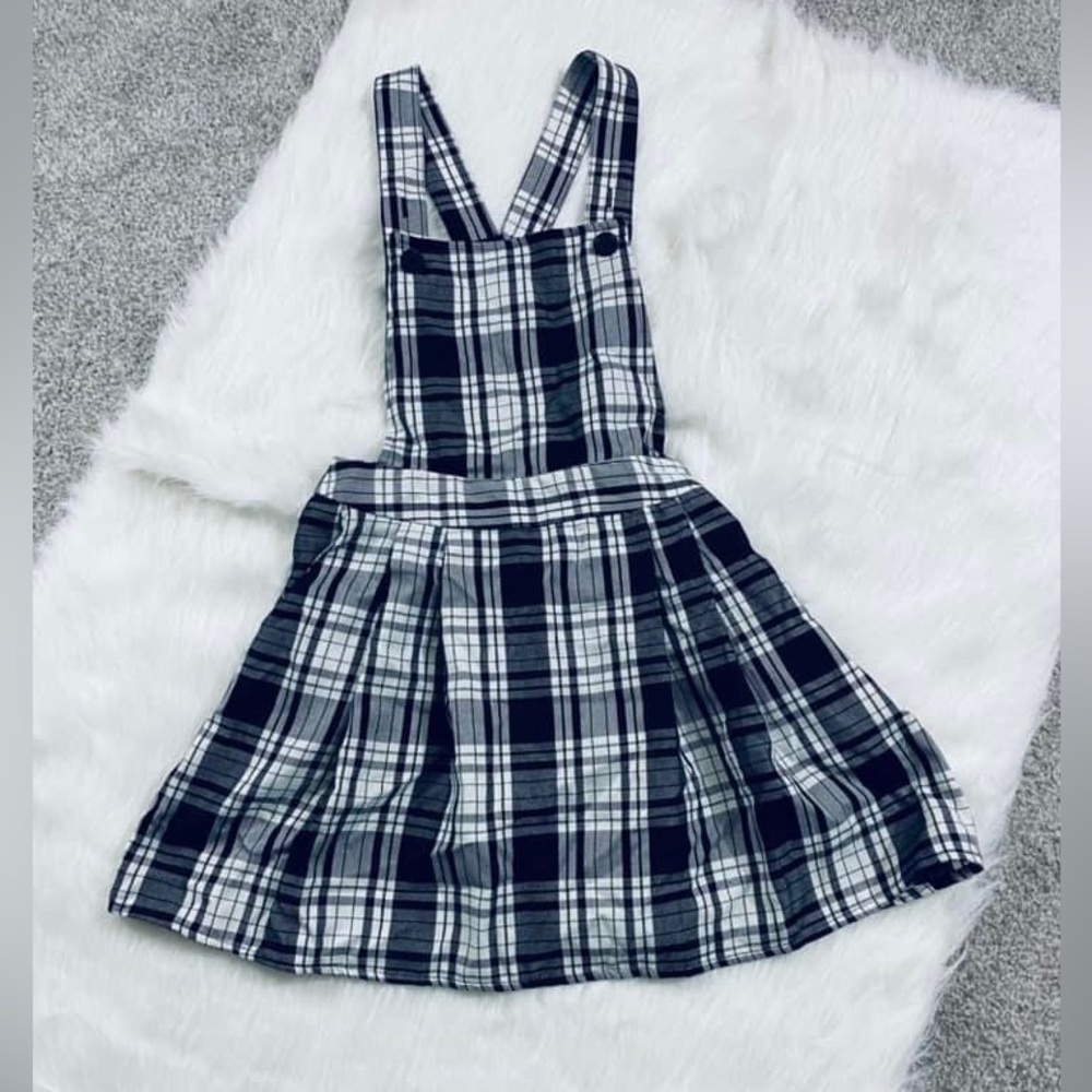 EUC Rue 21 plaid overall dress size small
